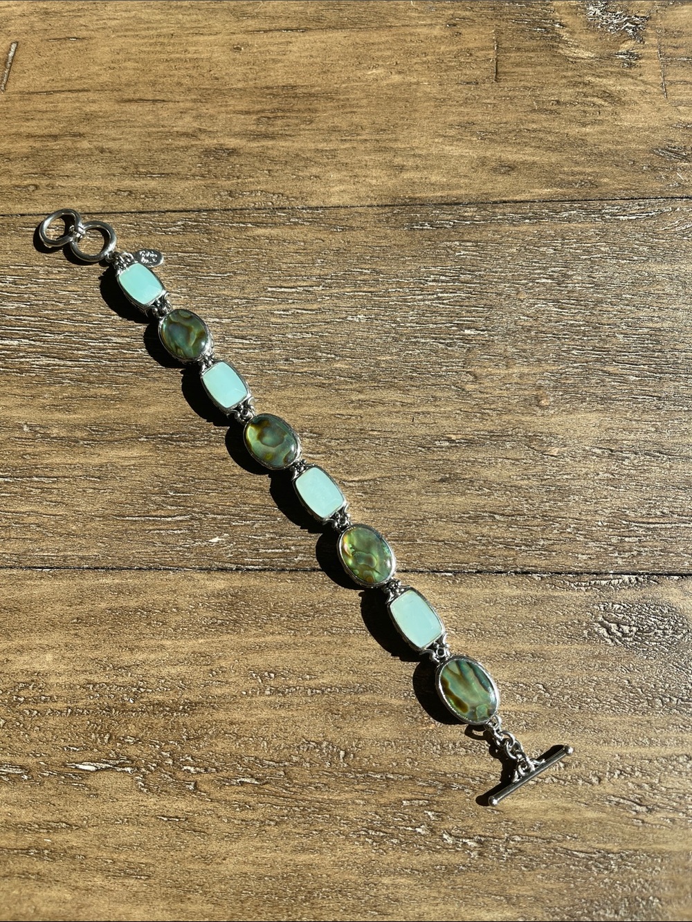 Cookie Lee Abalone Silver Link Bracelet